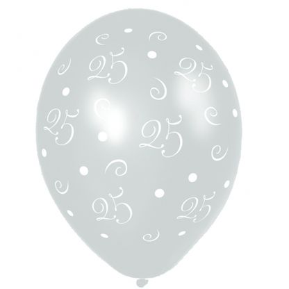 Balóny 25 Silver 27cm 10ks