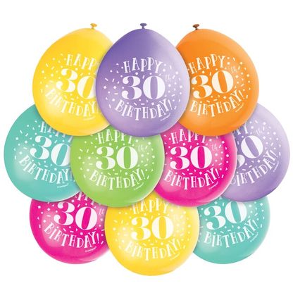 Balóny Happy 30th Birthday 22cm 10ks