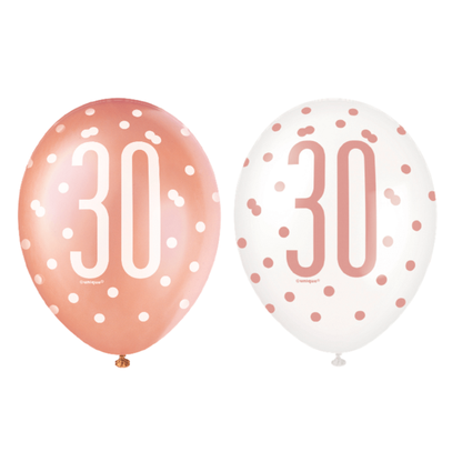 Balóny 30 ružovo-zlaté 30cm 6ks
