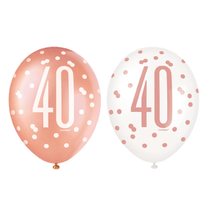 Balóny 40 ružovo-zlaté 30cm 6ks