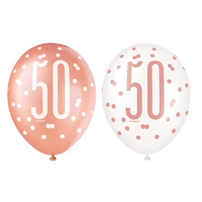 Balóny 50 ružovo-zlaté 30cm 6ks