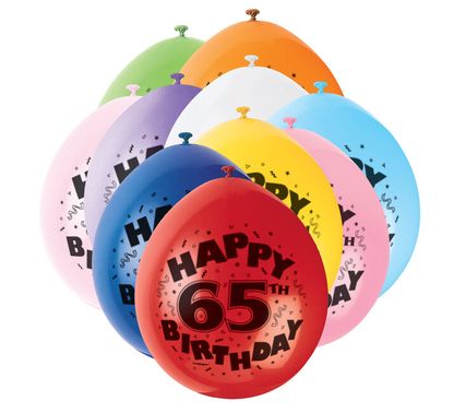 Balóny 65.narodeniny 22cm 10ks
