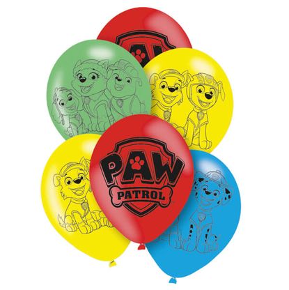 Balóny Labková Patrola farebný 27,5cm 6ks