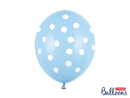 Balóny Dots svetlomodro biele 30cm 6ks