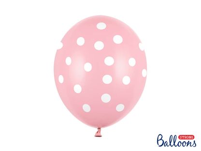 Balóny Dots svetloružovo biele 30cm 6ks