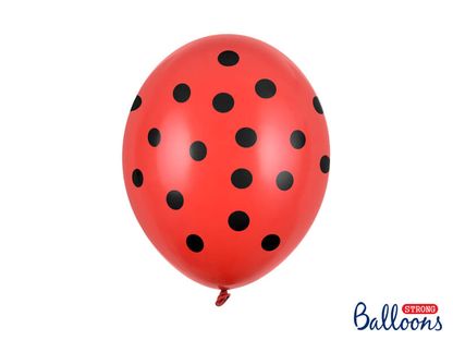 Balóny Dots červeno-čierné 30cm 6ks
