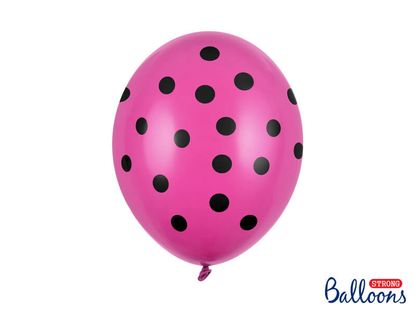 Balóny Dots ružovo čierné 30cm 6ks