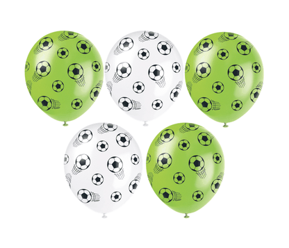 Balóny Futbal zeleno-biele 5ks 30cm