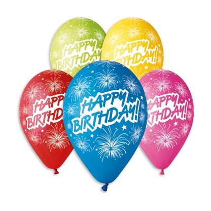 Balóny Happy Birthday Fireworks 30cm 50ks