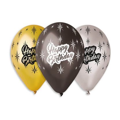 Balóny Happy Birthday Gold Diamonds 30cm 5ks