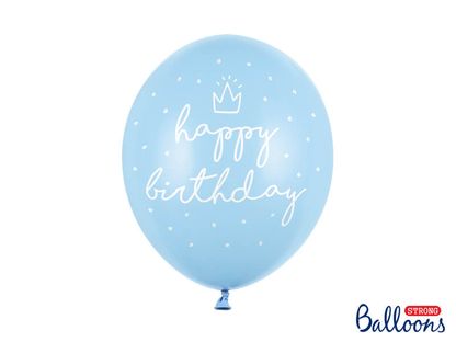 Balóny Happy Birthday svetlomodré 30cm 6ks