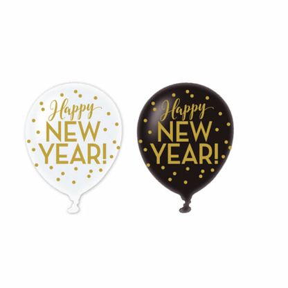 Balóny Happy New Year Star 27,5cm 6ks