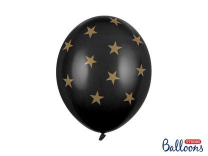 Balóny Stars čierne 30cm 6ks