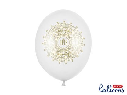 Balóny IHS Sväté prijímanie biele 30cm 6ks