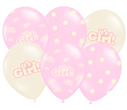 Balóny It's a Girl ružový mix 30cm 6ks