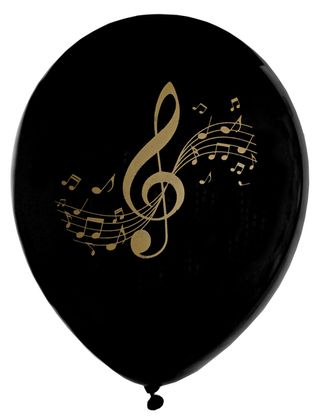 Balóny Music čierne 23cm 8ks