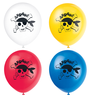 Balóny Piráti farebné 30cm 8ks