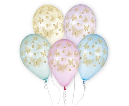 Priesvitné balóny motýle farebný mix 30cm 5ks