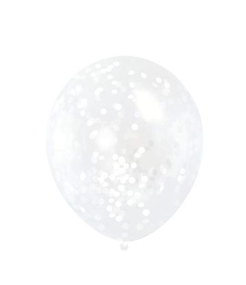 Balóny s konfetami biele 30cm 6ks