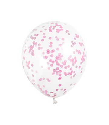 Balóny s konfetami ružové 30cm 6ks
