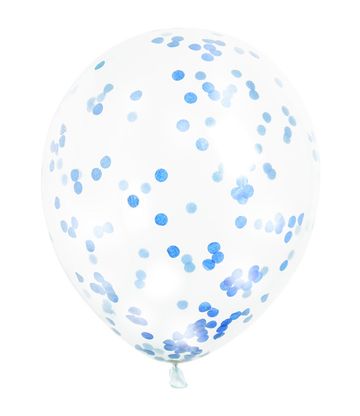 Balóny s konfetami modré 30cm 6ks