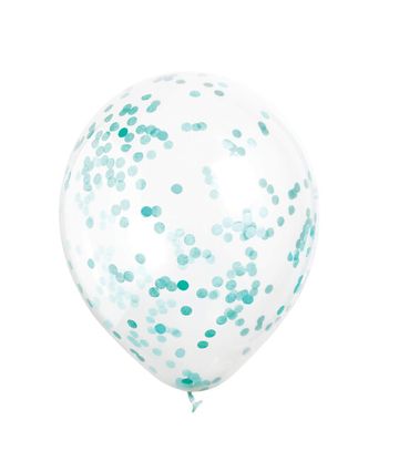 Balóny s konfetami tyrkysové 30cm 6ks