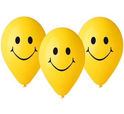 Balóny Smiley žlté 30cm 5ks