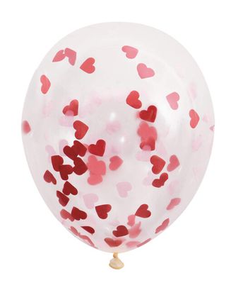 Balóny s konfetami Srdce 40cm 5ks