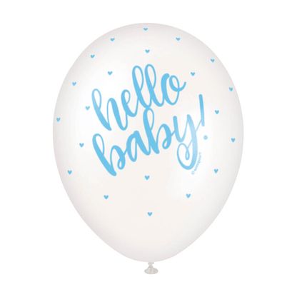 Balóny Hello Baby modré srdiečka 30cm 5ks