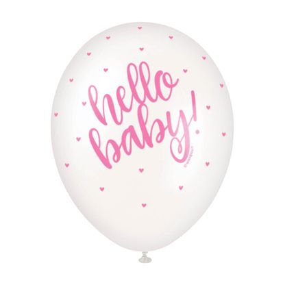 Balóny Hello Baby ružové srdiečka 30cm 5ks