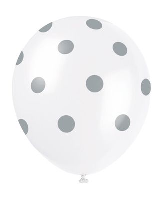 Balóny strieborné bodky 30cm 6ks