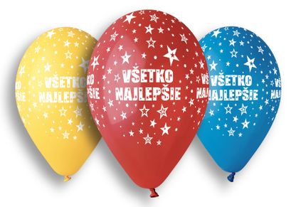 Balóny Všetko najlepšie 30cm 5 ks