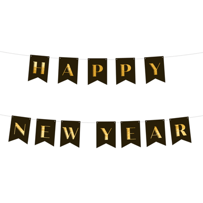 Banner Happy New Year čierno-zlatý 250cm