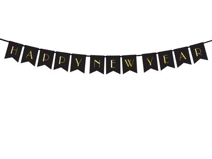 Banner Happy New Year čierno-zlatý 170cm
