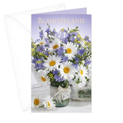 Pohľadnica k narodeninám Blahoželanie Biele kvetiny (s vlastným číslom)