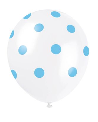 Balóny svetlomodré bodky 30cm 6ks