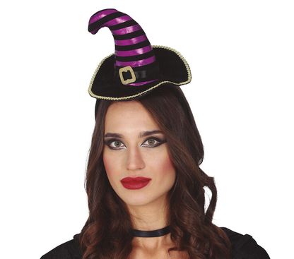 Čelenka čarodejnícky klobúčik fialovo-čierny