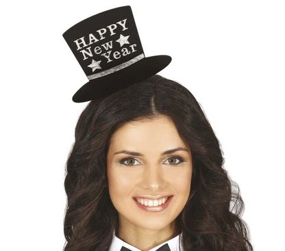 Čelenka klobúčik Happy New Year strieborný