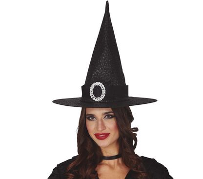 Dámsky čarodejnícky klobúk čierny s krúžkom