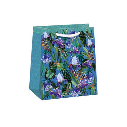 Darčeková taška Kvetiny a motýle modré 20x24cm