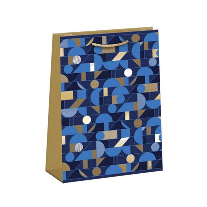 Darčeková Taška modro-zlaté mix vzorov 23,5x33cm
