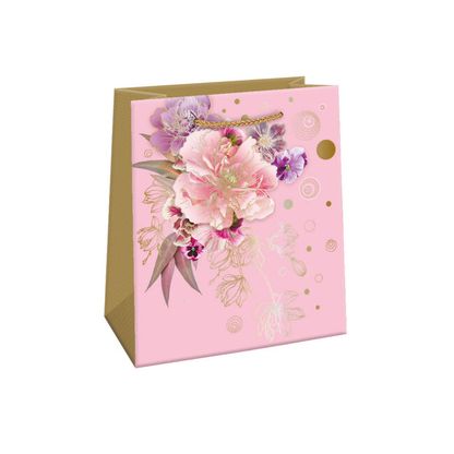 Darčeková taška Ružovo fialové kvetiny 20x24cm