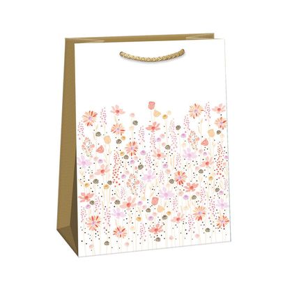 Darčeková taška ružovo-oranžové kvety 30x42cm