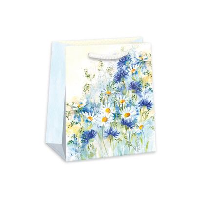 Darčeková taška Sedmokrásky bielo-modrá 20x24cm