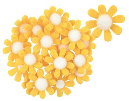 Nalepovacie ozdoby kvety žlté 3,5cm 18ks