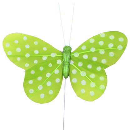 Dekorácie na stopke Motýľ zelený 6ks 8x5cm