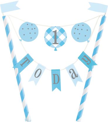 Zápich na tortu 1.narodeniny chlapček modro-biele 20cm