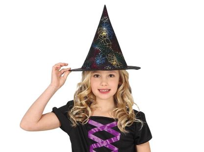 Detský čarodejnícky klobúk farebná pavučina