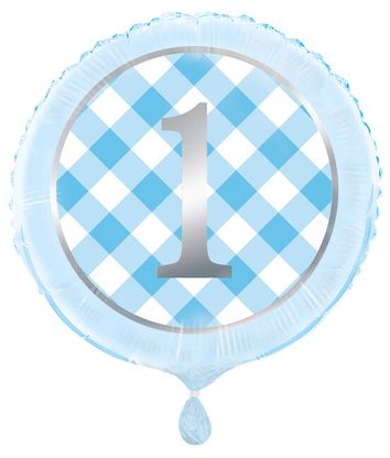 Fóliový balón 1 narodeniny modro-biele 45cm