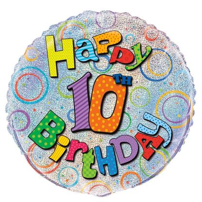 Fóliový balón 10 Happy Birthday 45cm